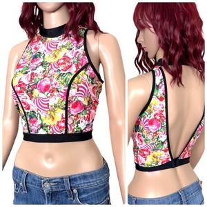 Victoria's Secret x Mary Katrantzou Womens Floral Crop Top Large Multicolor Open